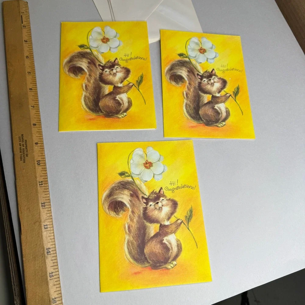 Vintage Coronation Collection Squirrel Congratulations Greeting Cards Set of 3